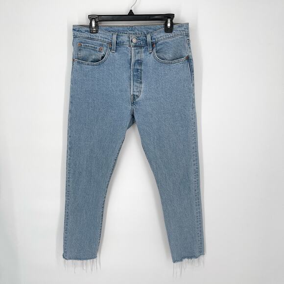Levi's 501 Women's Button Fly Tapered Leg Jeans Regular Fit Size 31x26 Blue - Picture 1 of 10